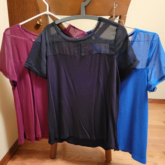 Black shirt with chiffon panel across top and arms - Picture 9 of 9